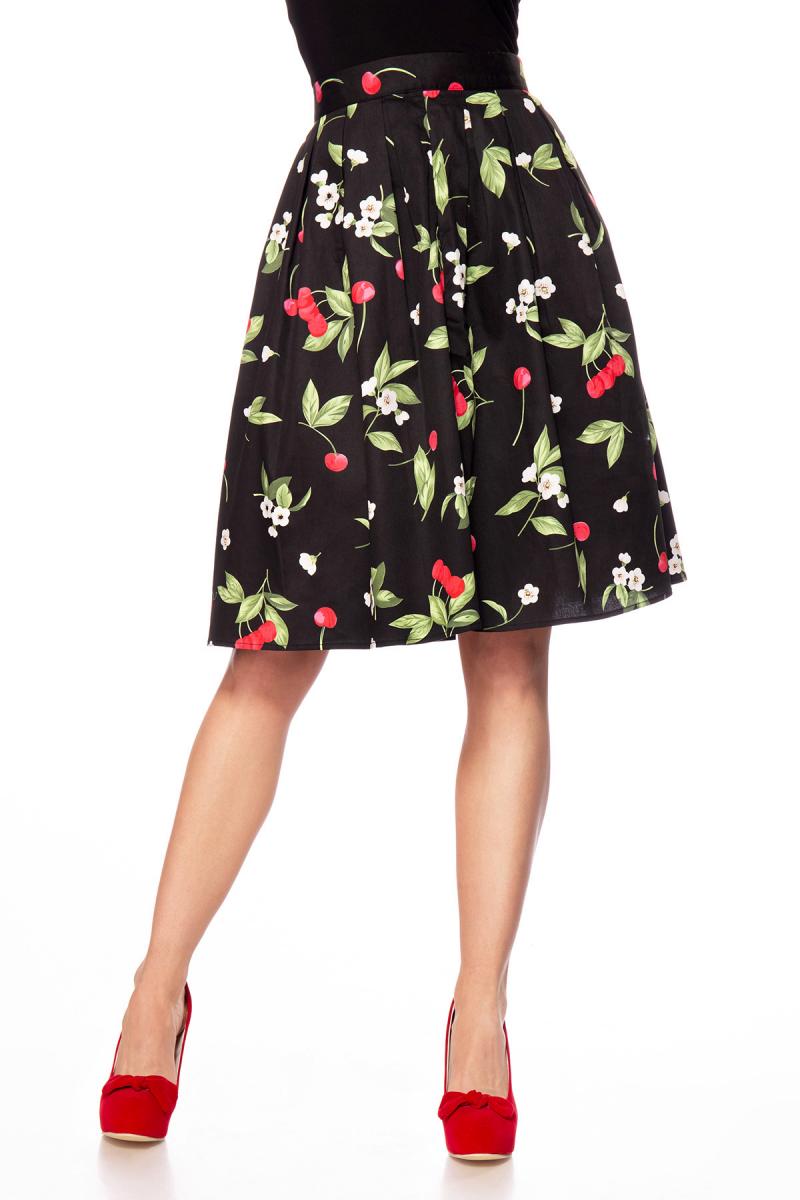 Ausgestellter Vintage Rock schwarz/pink/grün