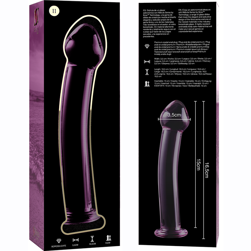 NEBULA SERIES BY IBIZA - MODELL 11 DILDO BOROSILIKATGLAS 16 X 3 CM ROSA