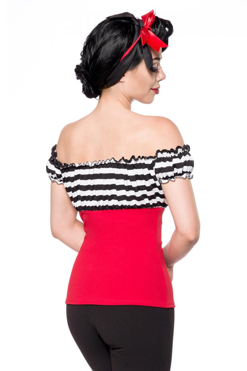 Jersey-Top rot/schwarz/weiß