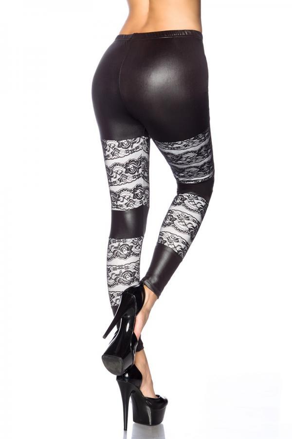 Leggings mit Spitze OS schwarz/weiß