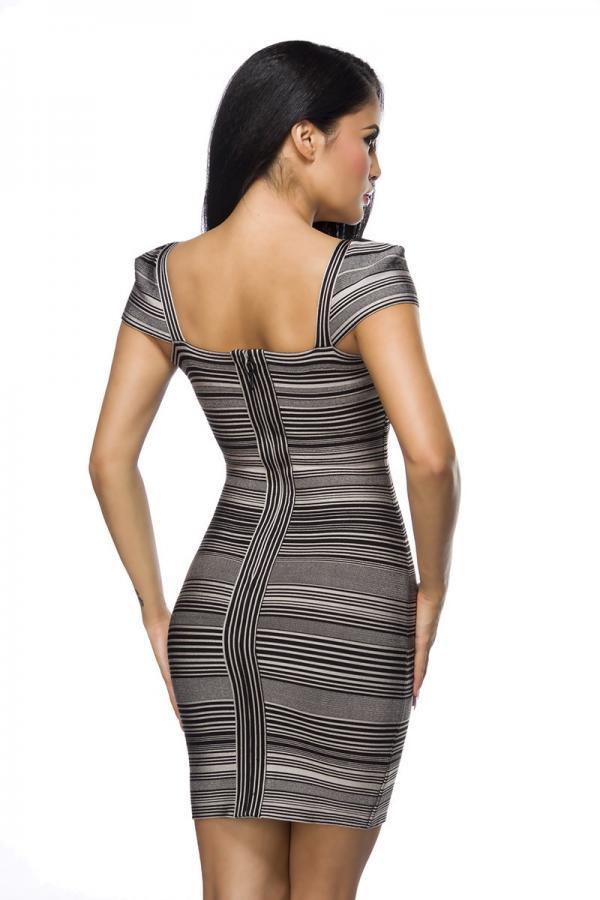 Bandage-Kleid L beige/schwarz