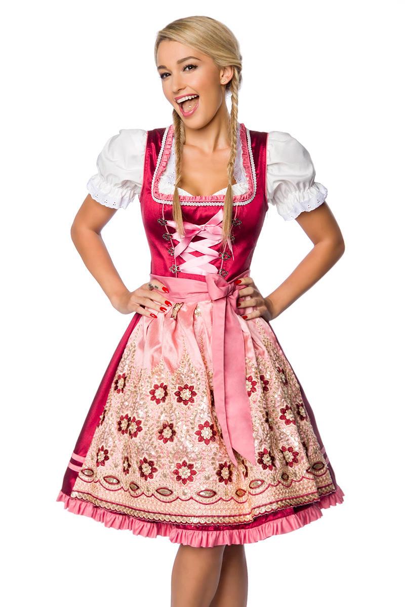 Premium Dirndl rosa/rot