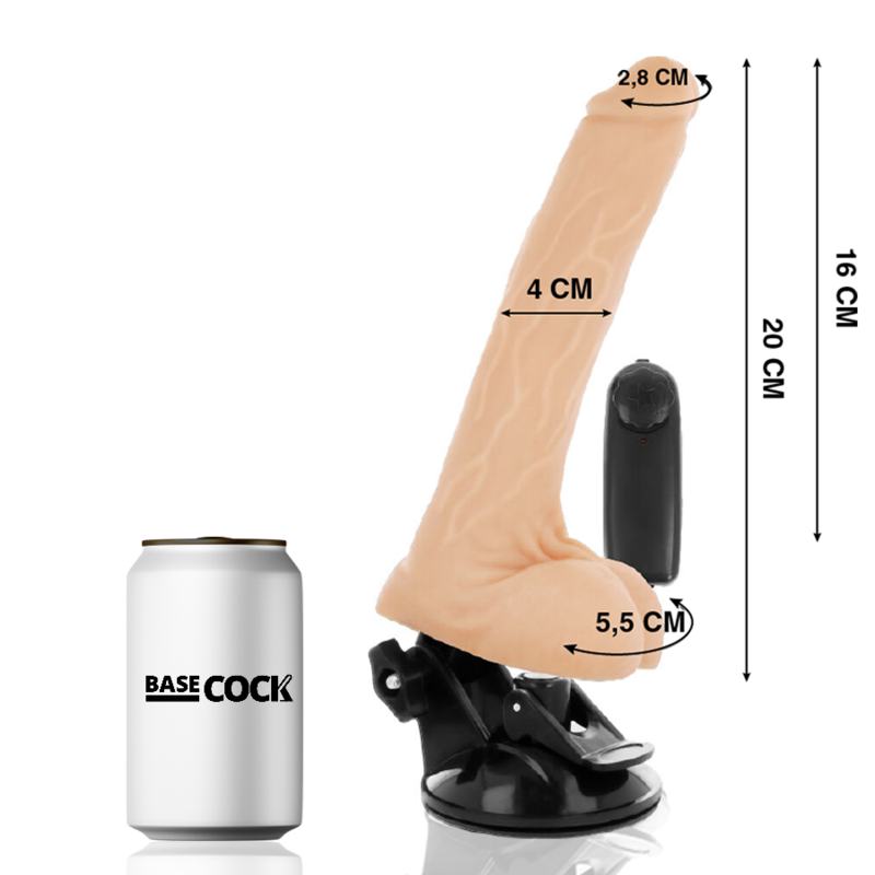 BASECOCK - REALISTISCHER VIBRATOR MIT FERNBEDIENUNG MIT HODEN 20 CM