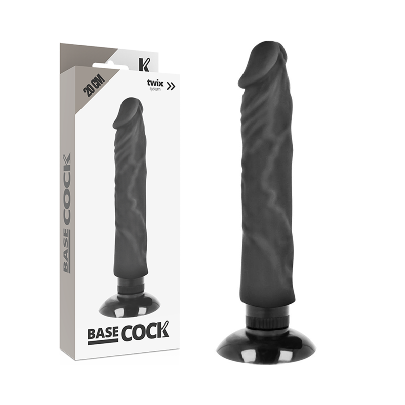 BASECOCK - REALISTISCHER VIBRATOR 2-1 SCHWARZ 20 CM