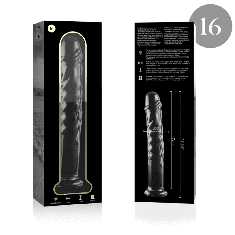 NEBULA SERIES BY IBIZA - MODELL 16 DILDO BOROSILIKATGLAS 18,5 X 3 CM KLAR