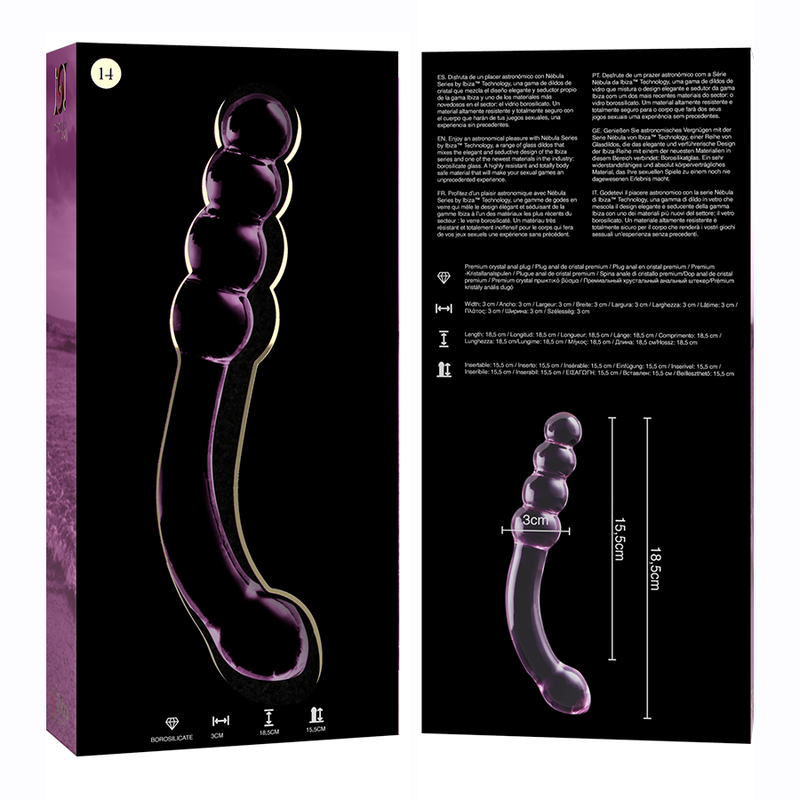 NEBULA SERIES BY IBIZA - MODELL 14 DILDO BOROSILIKATGLAS 18,5 X 3 CM ROSA