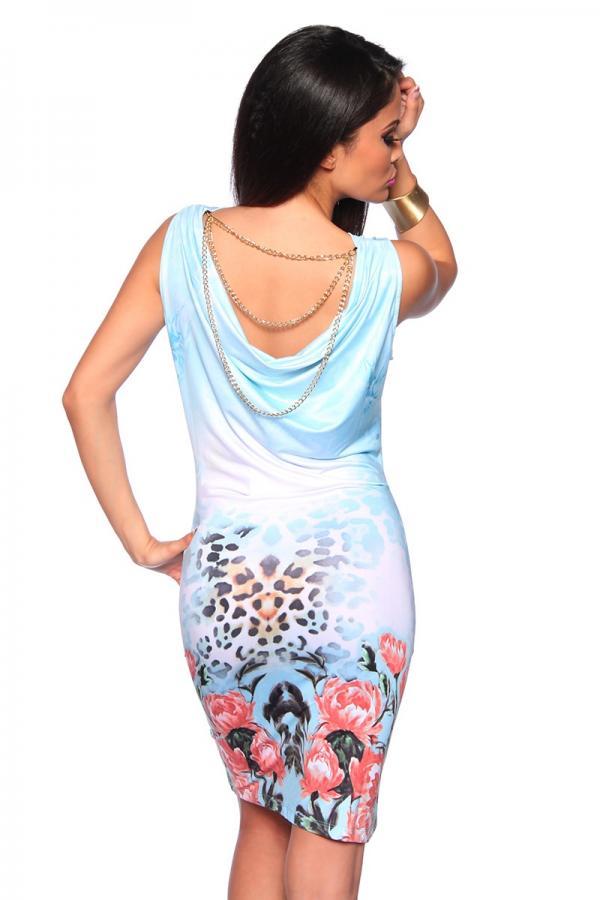 Kleid mit Leoprint hellblau