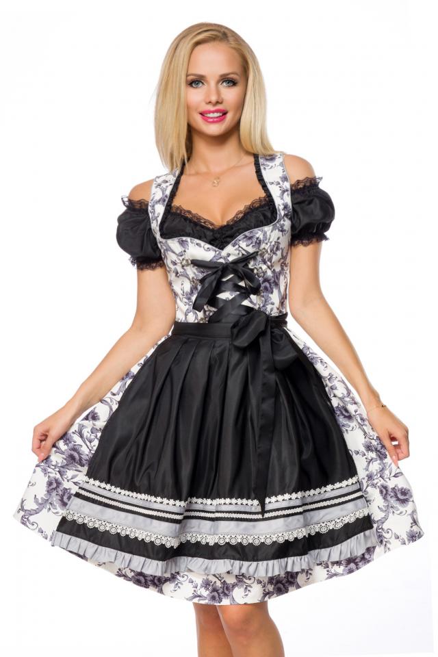 Dirndl XXS grau/schwarz/weiß