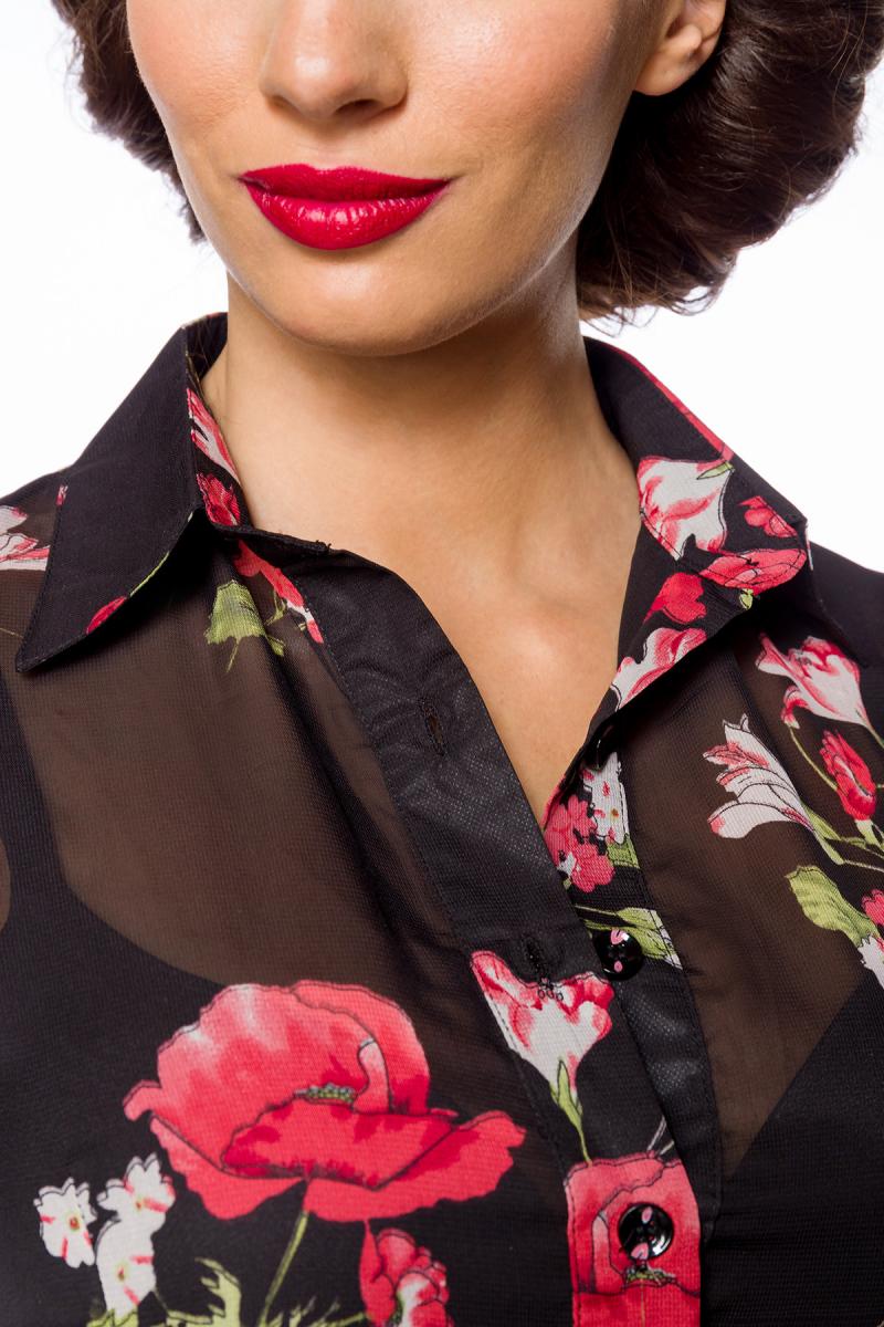 Vintage-Bluse schwarz/rot