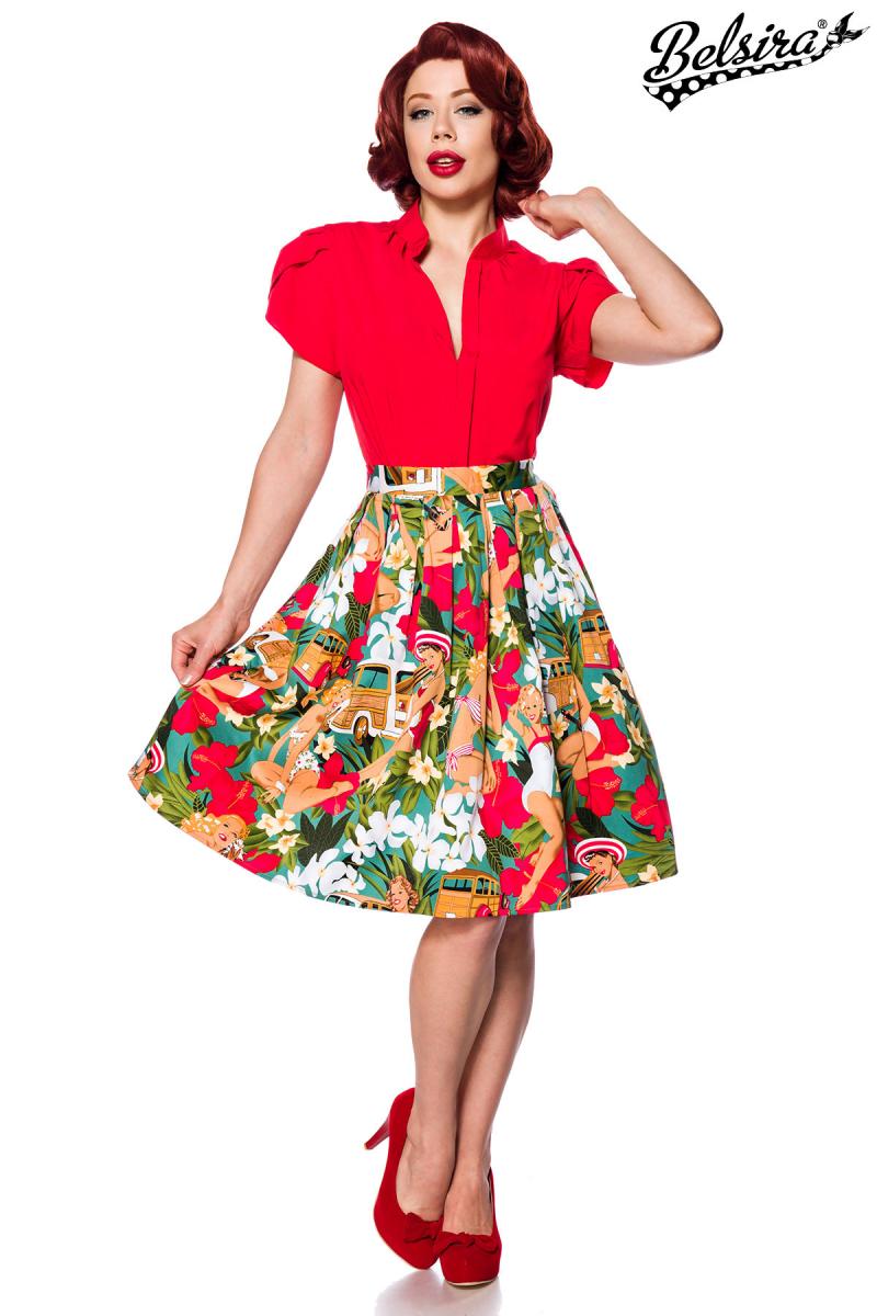 Ausgestellter Vintage Rock orange/blau/rot