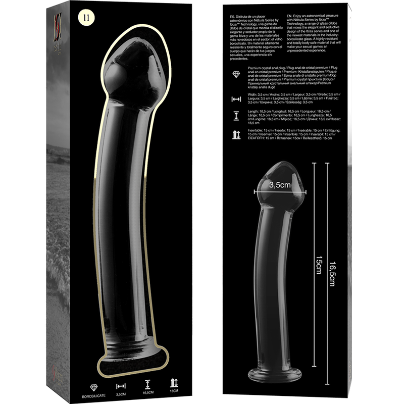NEBULA SERIES BY IBIZA - MODELL 11 DILDO BOROSILIKATGLAS 16 X 3 CM KLAR