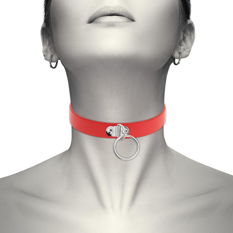 COQUETTE - CHIC DESIRE ROTE HALSKETTE AUS VEGANEM LEDER FETISCH-ACCESSOIRE FÜR FRAUEN