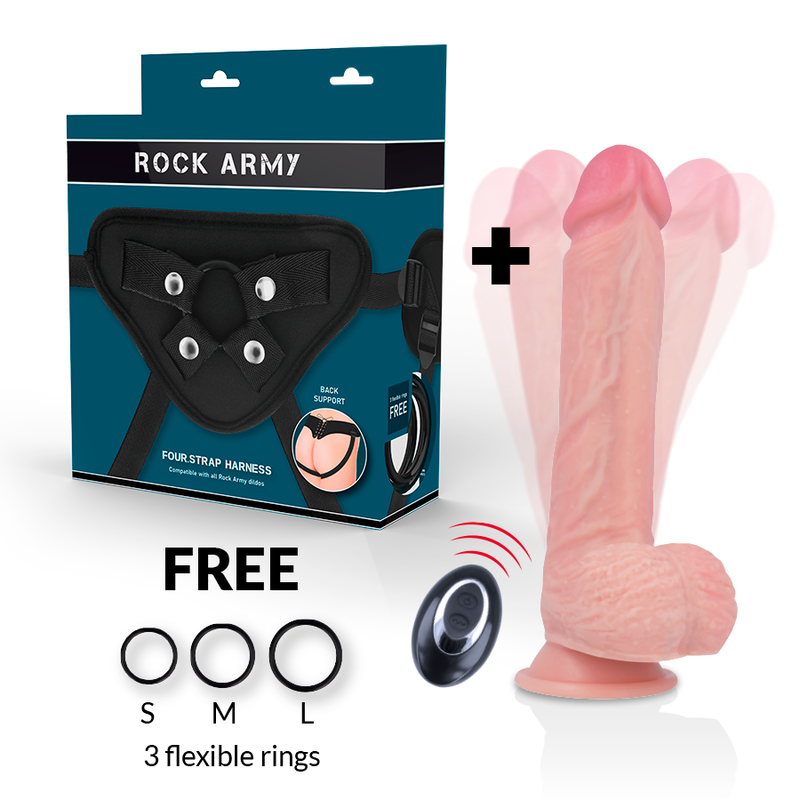 ROCKARMY - HARNESS + FLÜSSIGSILIKON VIBRATOR PREMIUM APACHE FERNBEDIENUNG 22CM
