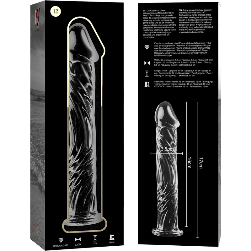NEBULA SERIES BY IBIZA - MODELL 12 DILDO BOROSILIKATGLAS 17 X 3,5 CM KLAR
