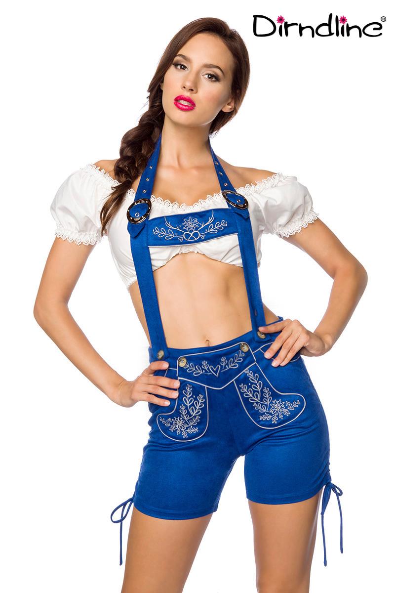 Trachtenshorts mit Stickereien blau