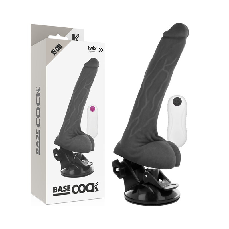 BASECOCK - REALISTISCHER VIBRATOR MIT FERNBEDIENUNG SCHWARZ 19 CM