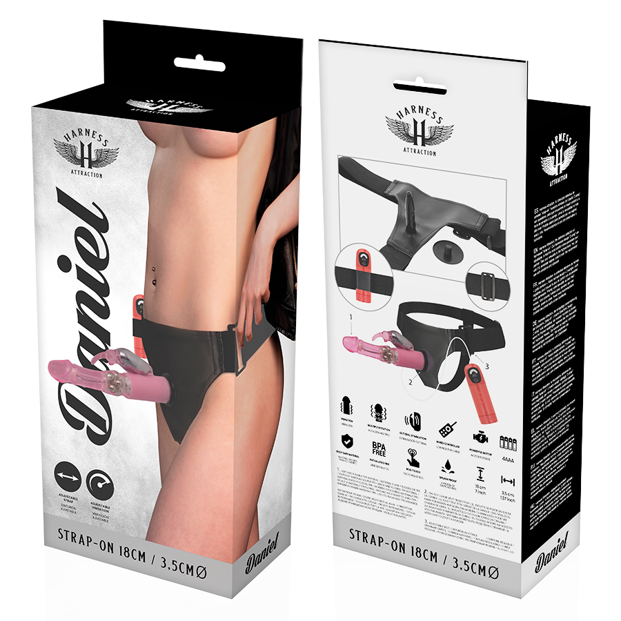 HARNESS ATTRACTION - RNES DANIEL MIT VIBRATION UND ROTATION 18 X 3,5 CM