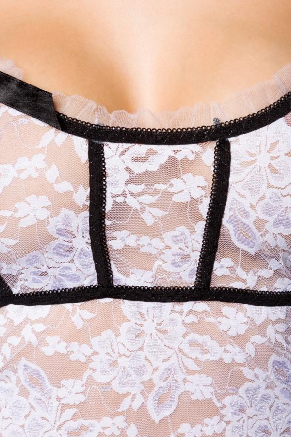 Negligé aus Spitze XL weiß