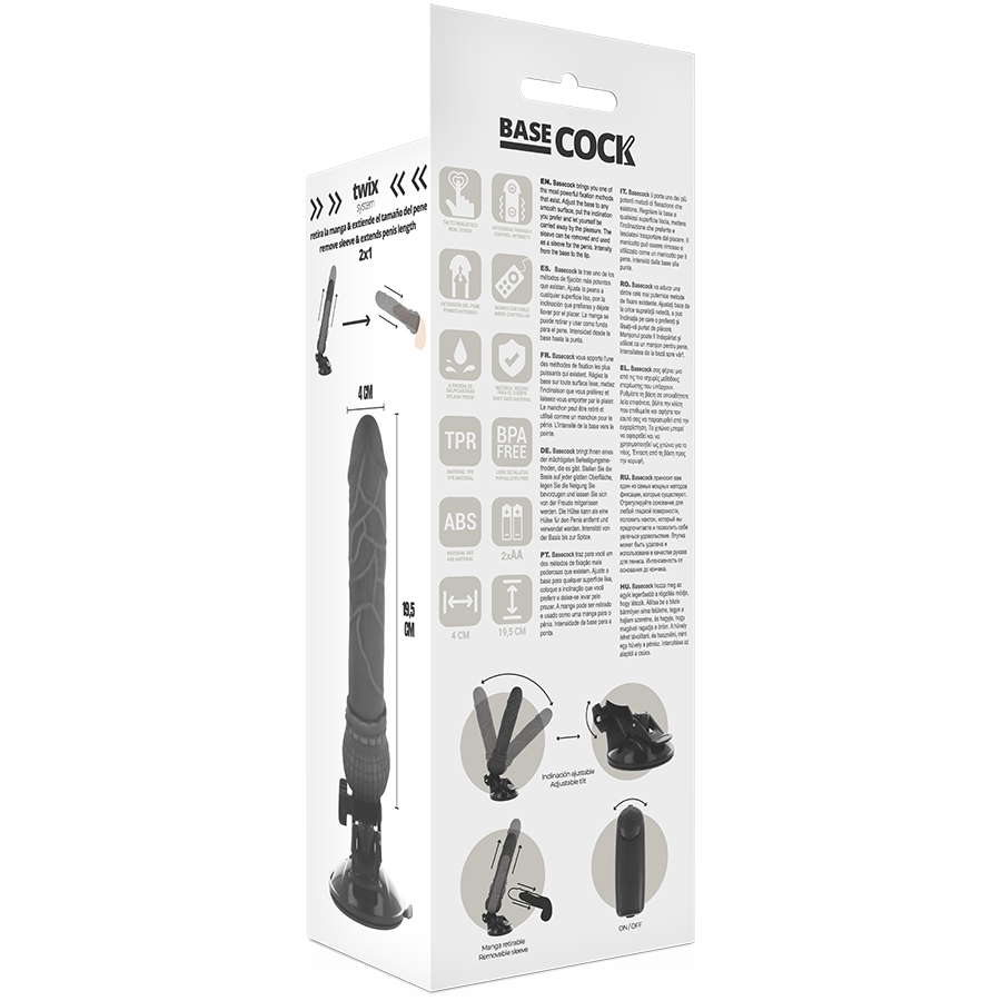 BASECOCK - REALISTISCHER VIBRATOR MIT FERNBEDIENUNG SCHWARZ 19,5 CM