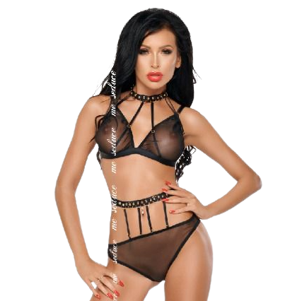 ME-SEDUCE - DOTTY SET ZWEI STÜCK SCHWARZ L/XL
