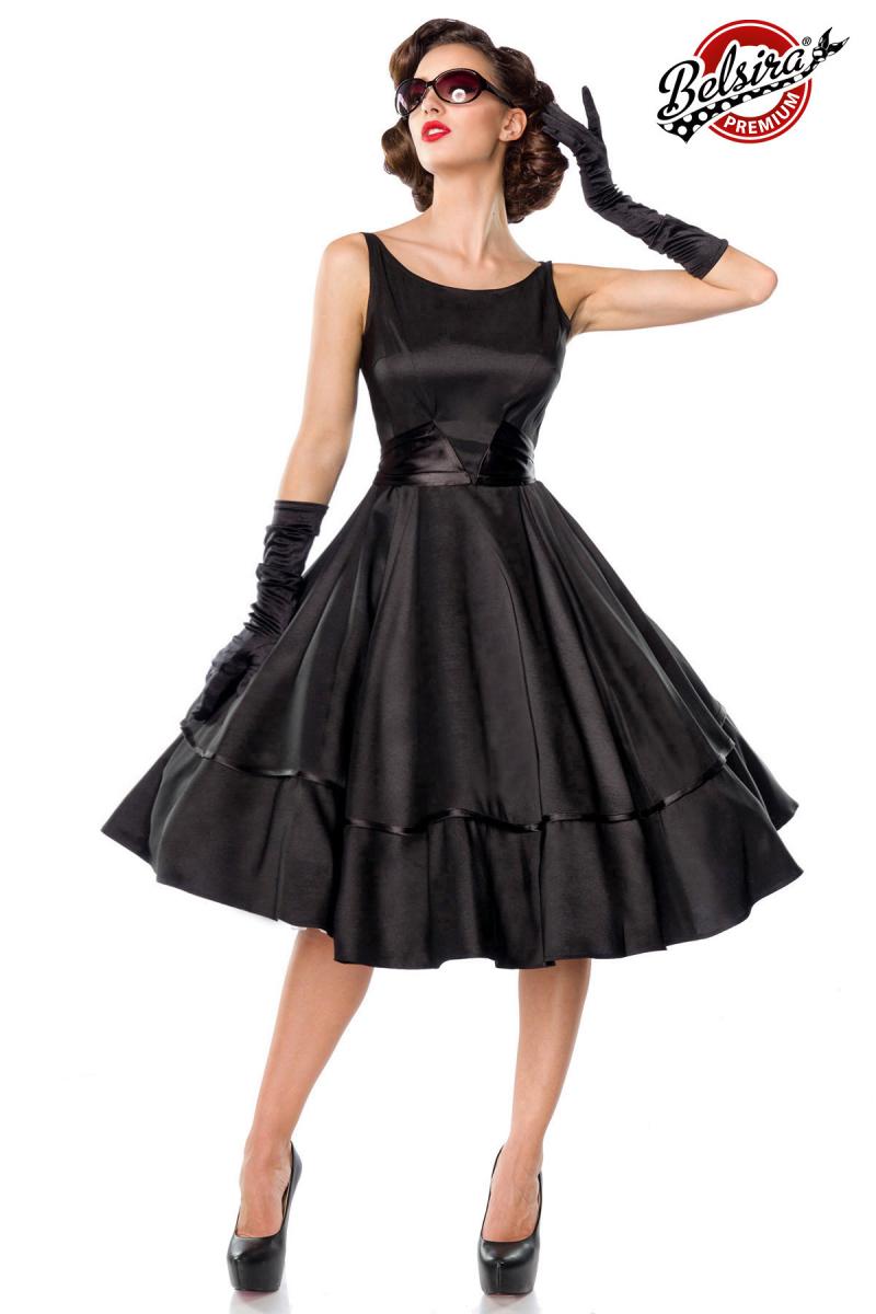 Belsira Premium Swing-Satinkleid schwarz