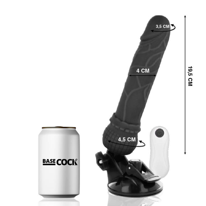 BASECOCK - REALISTISCHER VIBRATOR MIT FERNBEDIENUNG SCHWARZ 19,5 CM
