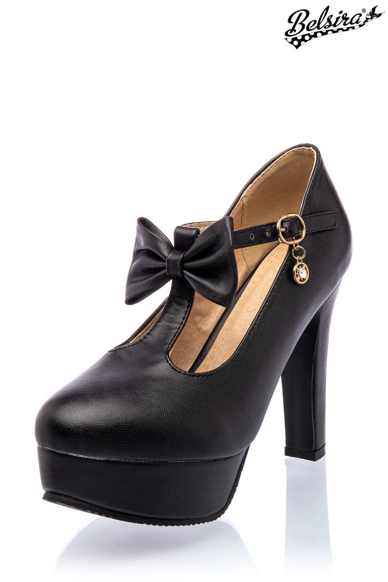 Retro Riemchen-Pumps schwarz