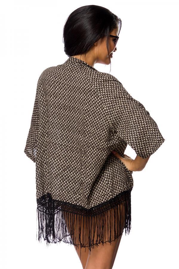 Jäckchen mit Fransen XL/XXL schwarz/gemustert