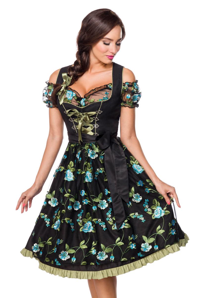 Dirndl inkl. Spitzenbluse schwarz/grün