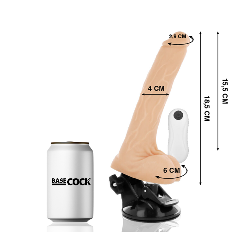 BASECOCK - ARTIKULIERBARER VIBRATOR NATÜRLICH FERNBEDIENUNG 18,5 CM