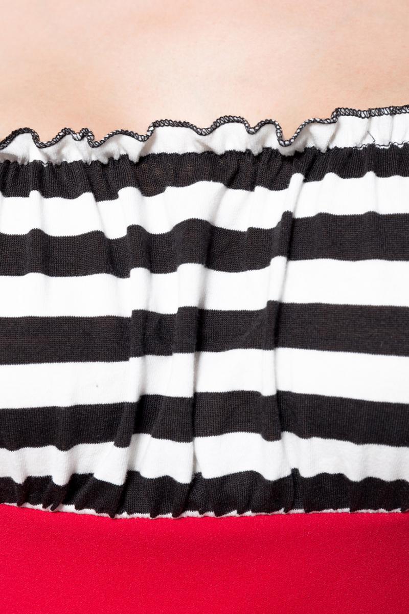 Jersey-Top rot/schwarz/weiß