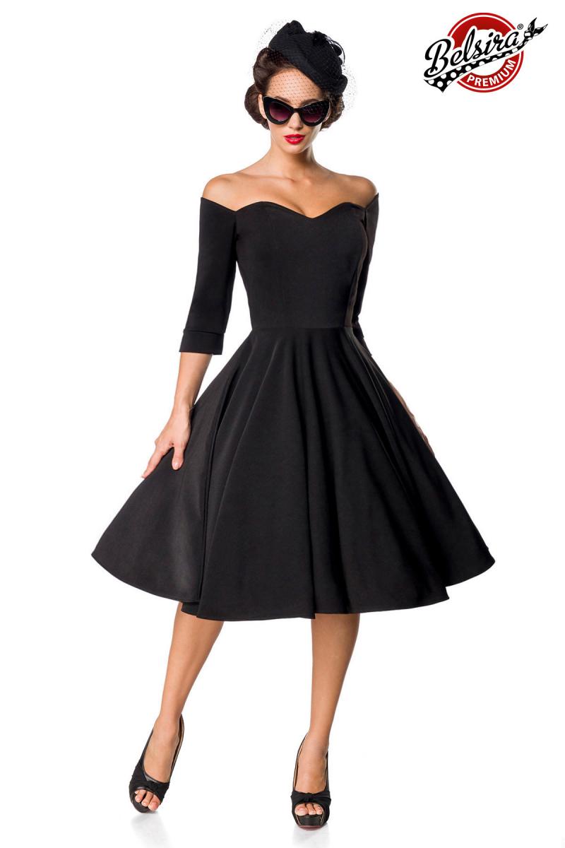 Belsira Premium Vintage Swing-Kleid schwarz