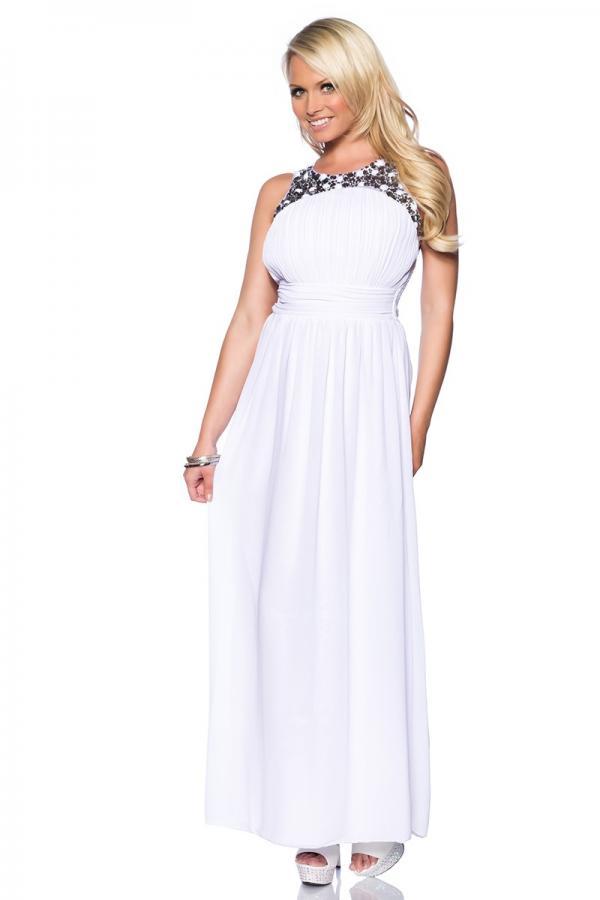 Abendkleid mit Steinen L weiß