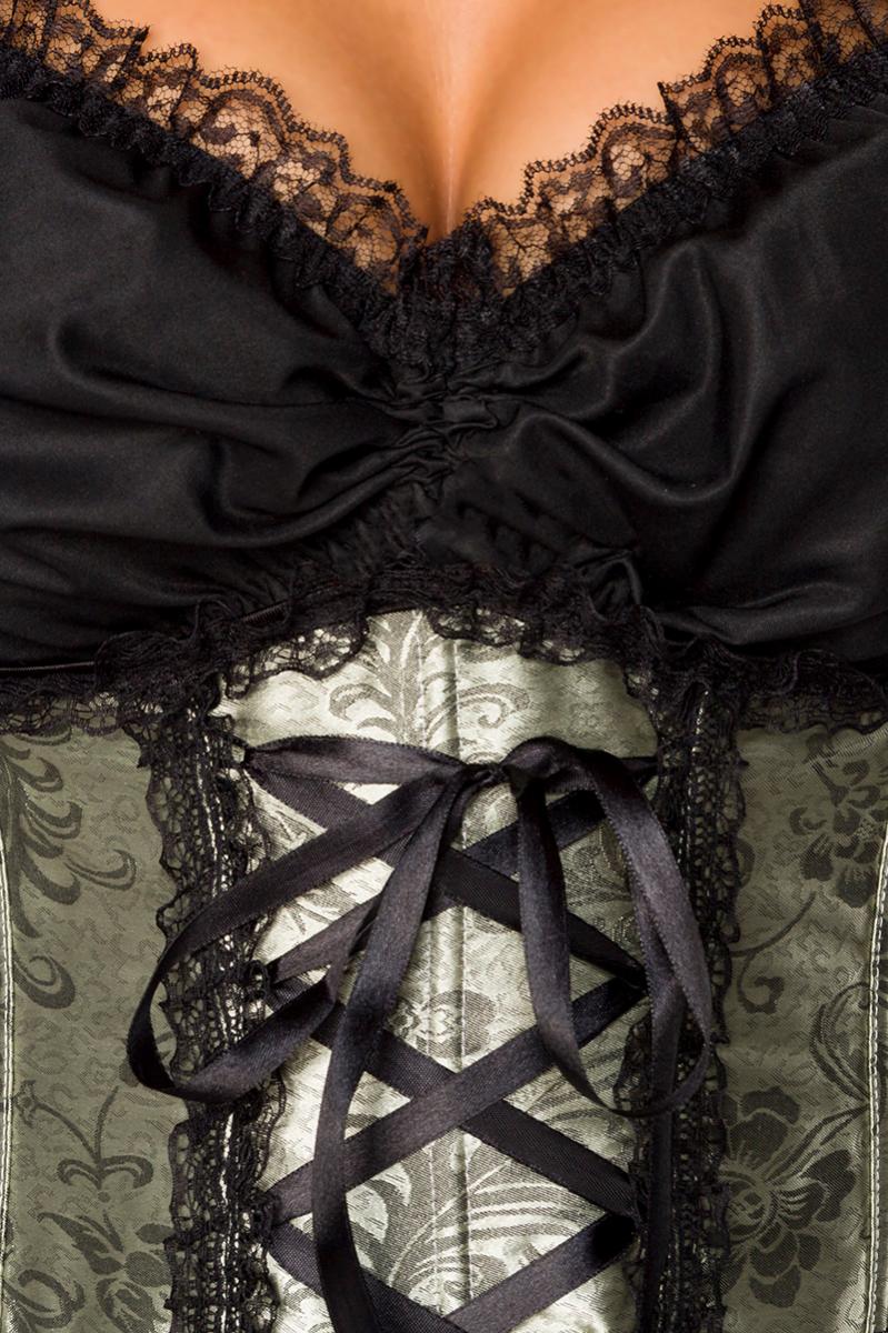 Premium Dirndl aus edlem Jacquard Stoff grün/schwarz