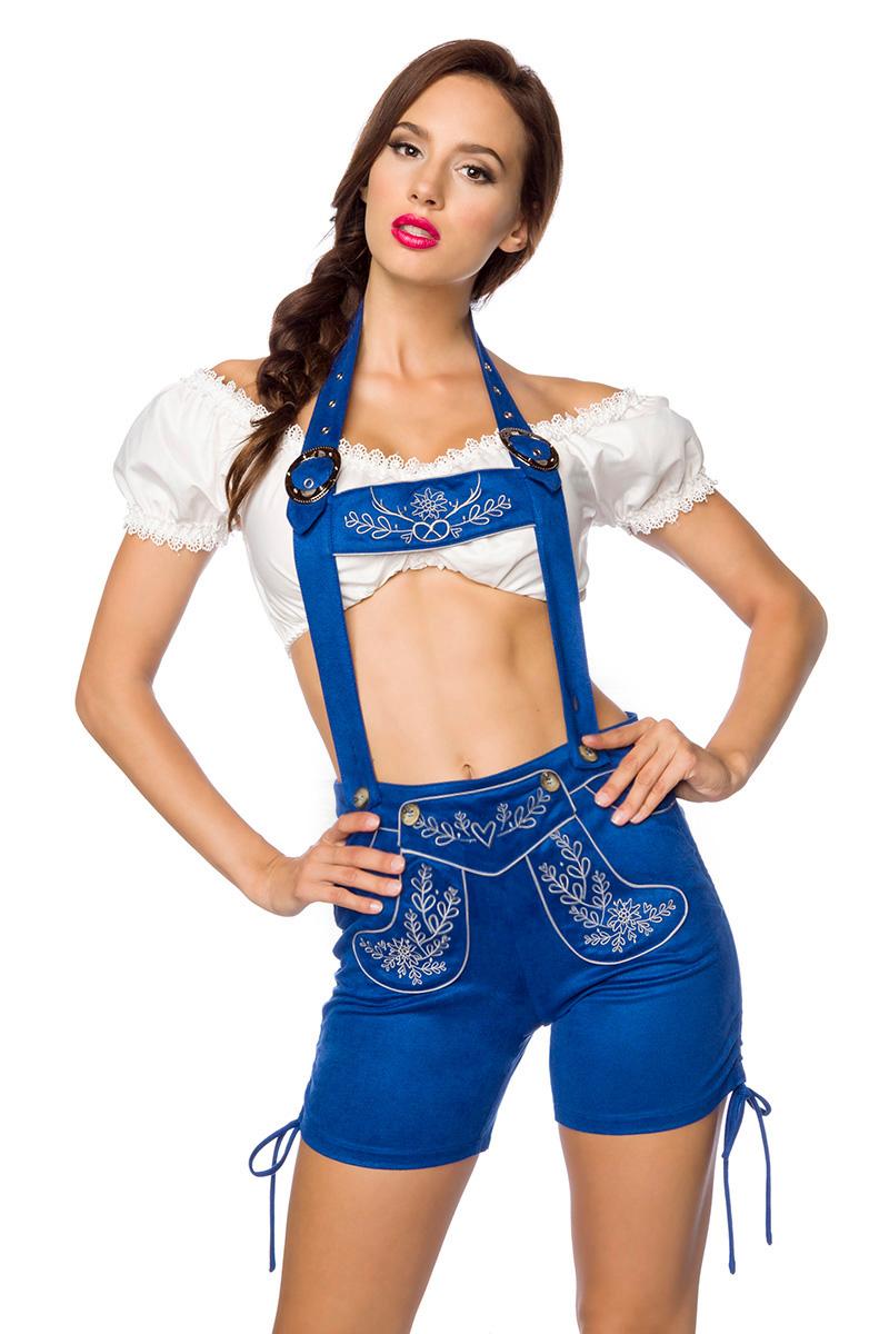 Trachtenshorts mit Stickereien blau