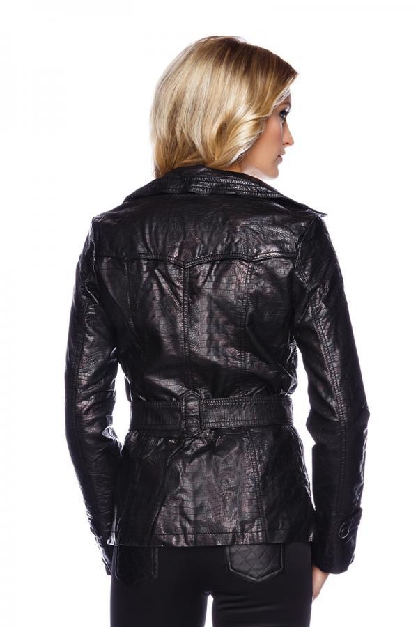 Lederimitatjacke mit Gürtel M schwarz