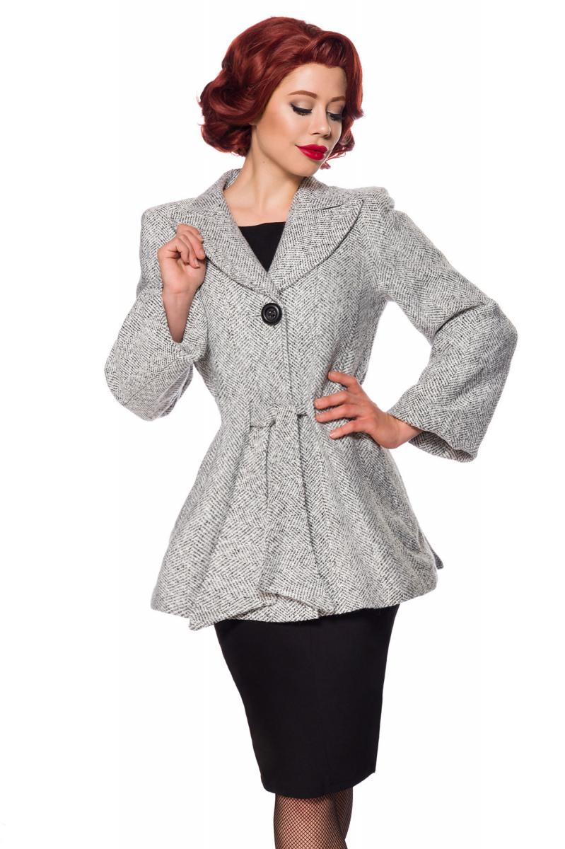 Belsira Premium Blazer-Jacke mit Gürtel schwarz/weiß