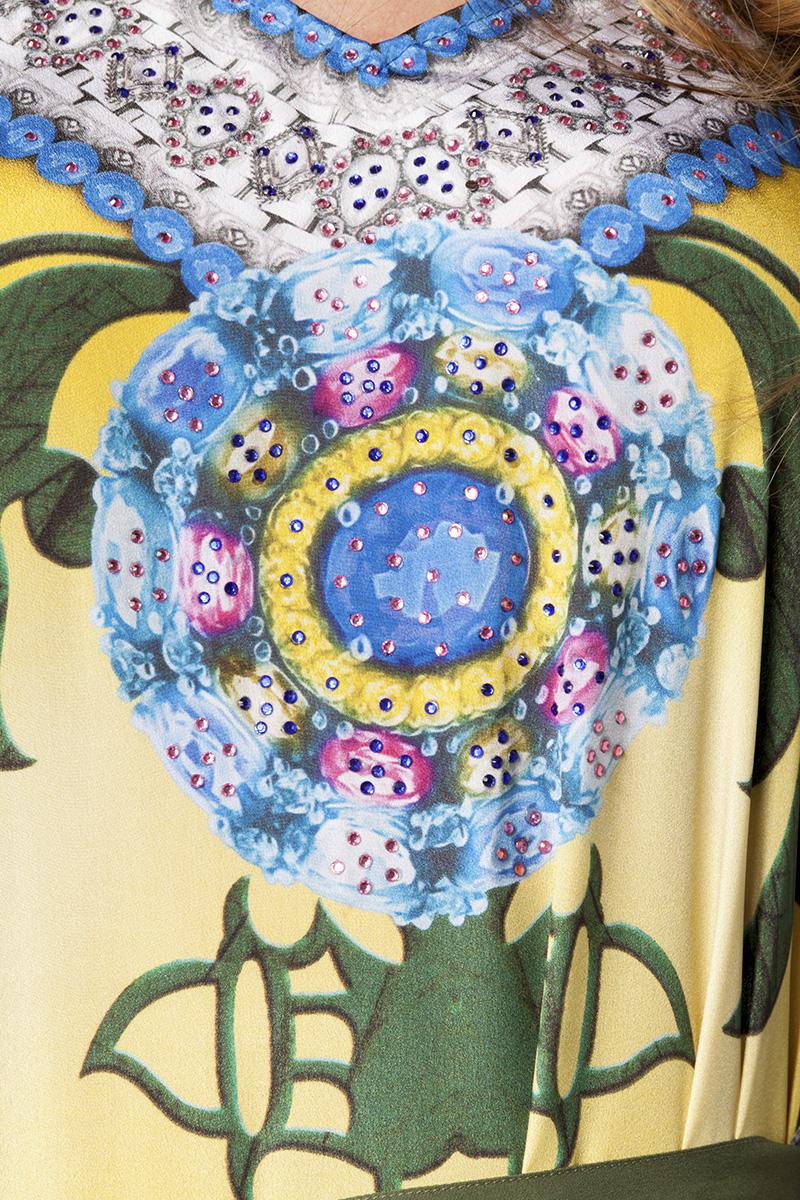 Premium-Kaftan mit Strass OS gelb/grün/blau