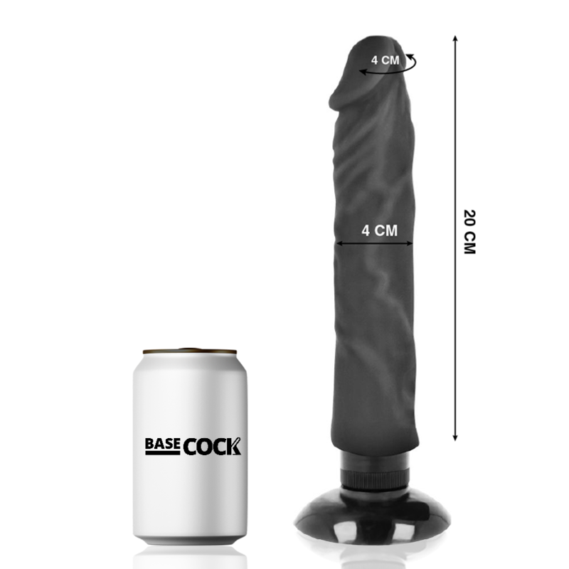 BASECOCK - REALISTISCHER VIBRATOR 2-1 SCHWARZ 20 CM