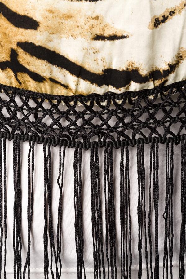 Oberteil mit Fransen beige/gold