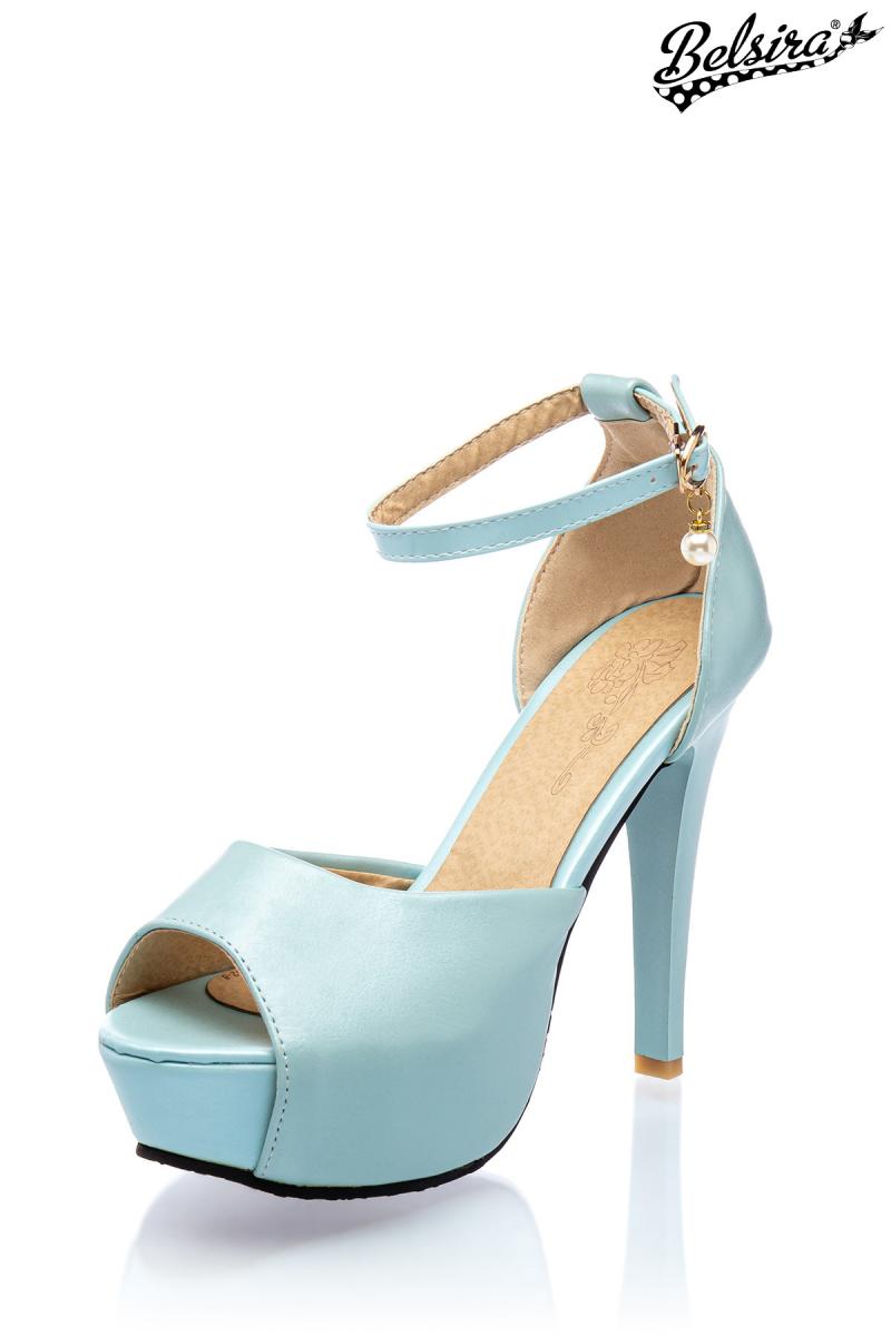 Retro Riemchen-Pumps hellblau
