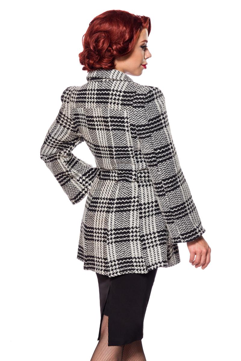 Belsira Premium Blazer mit Gürtel schwarz/weiß