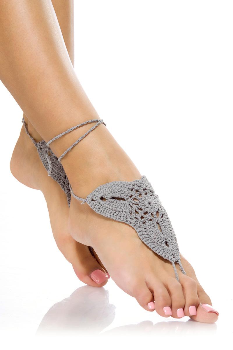 Häkelgamaschen OS grau