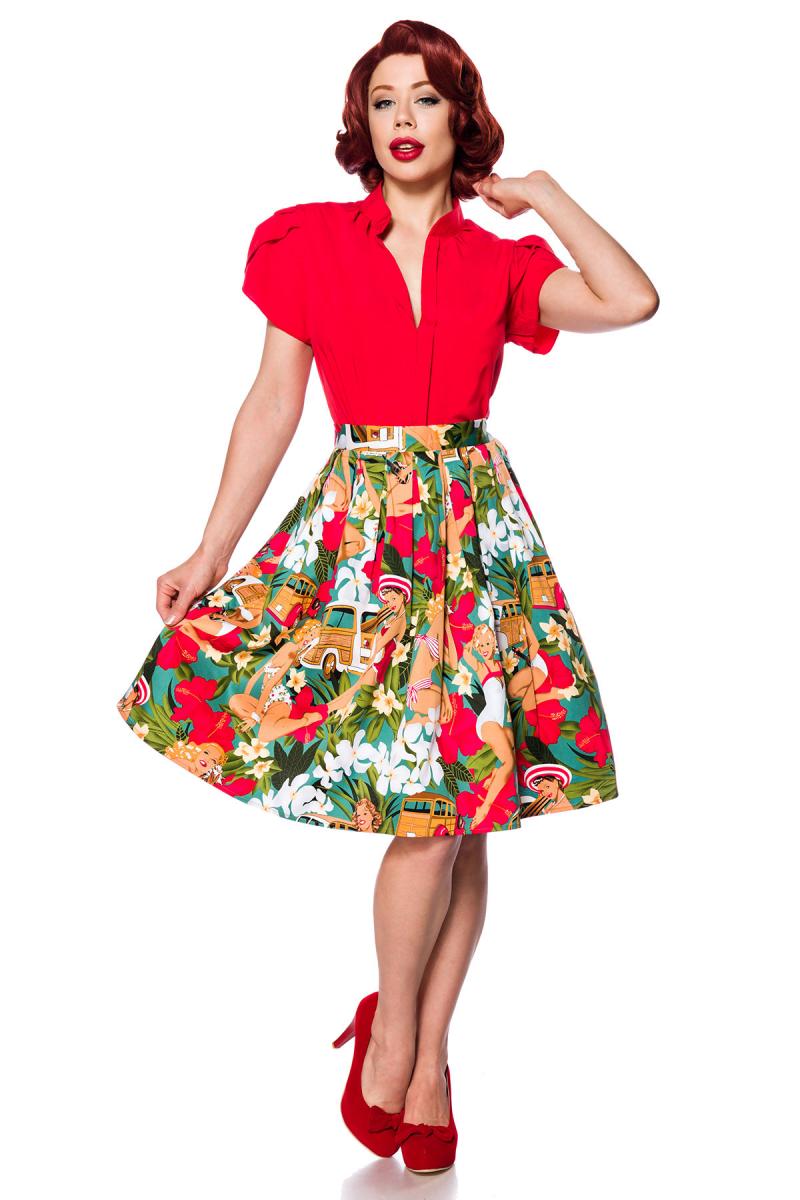 Ausgestellter Vintage Rock orange/blau/rot