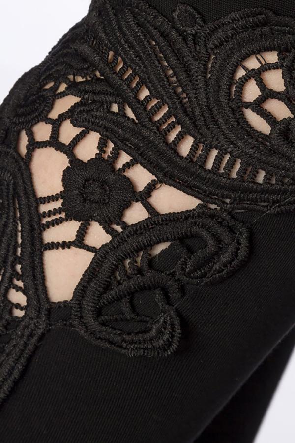 Leggings mit Spitzeneinsatz S-M schwarz