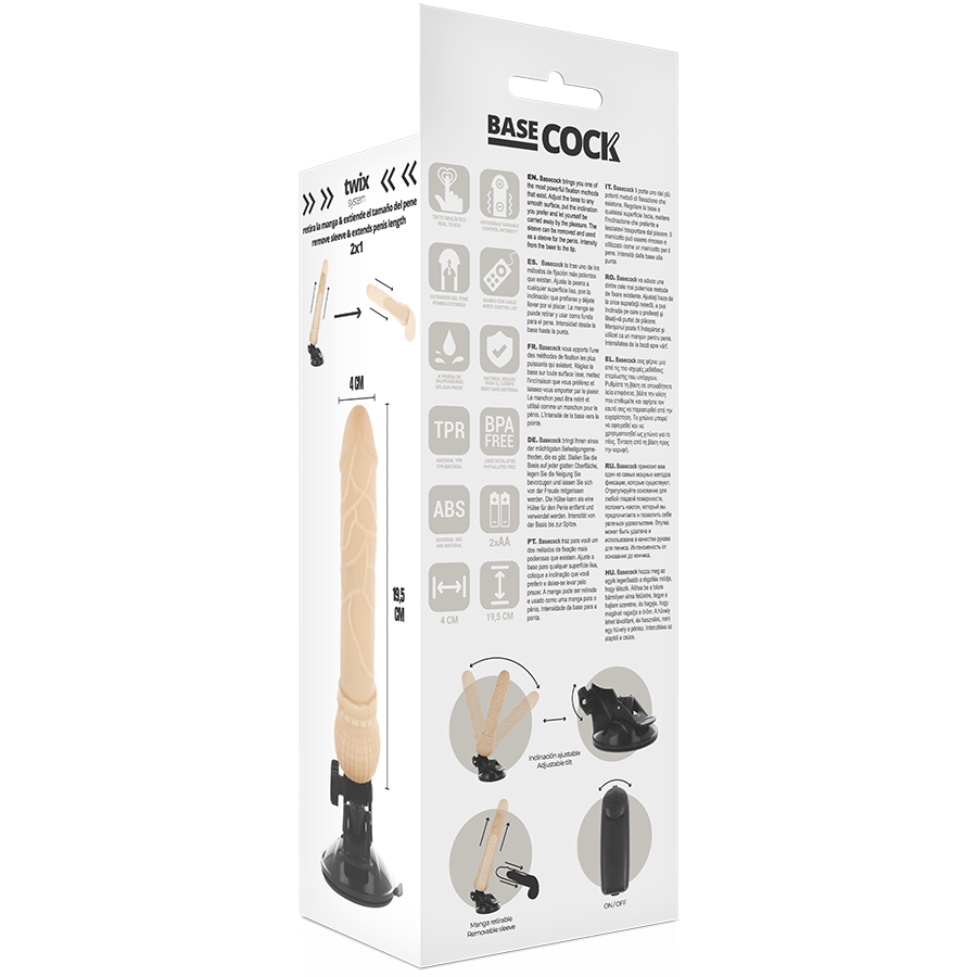 BASECOCK - REALISTISCHER VIBRATOR MIT FERNBEDIENUNG NATÜRLICHER 19,5 CM