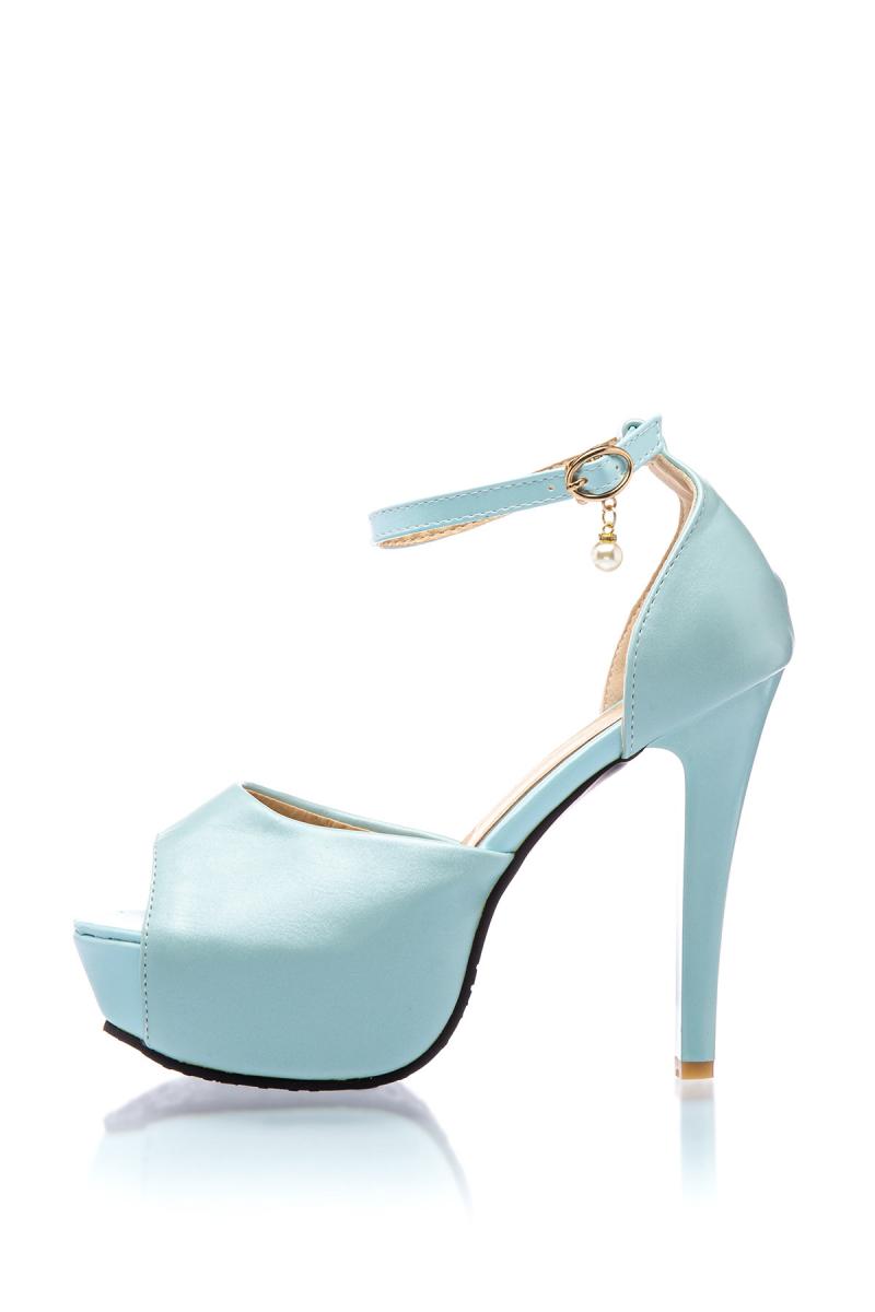 Retro Riemchen-Pumps hellblau