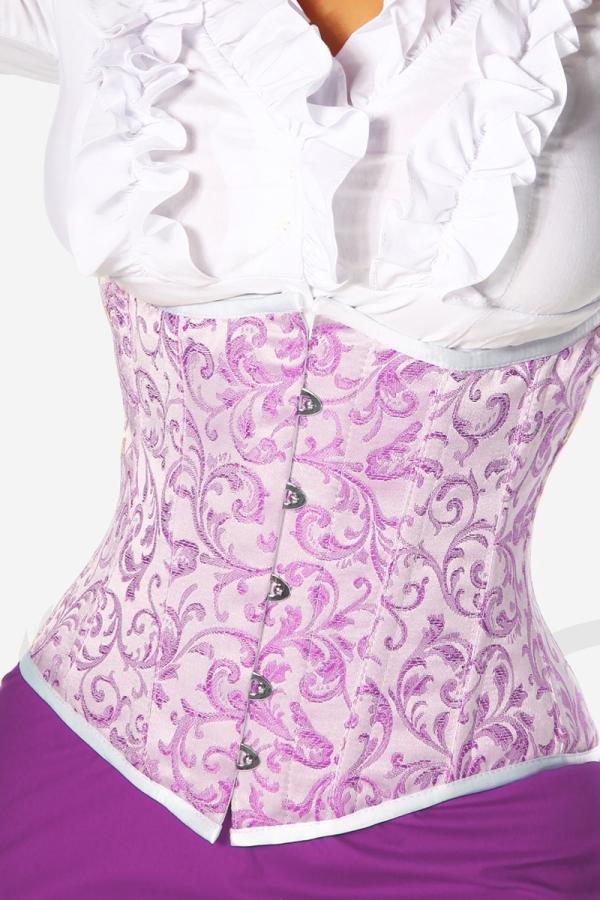 Brokat-Korsett 4XL flieder/weiß