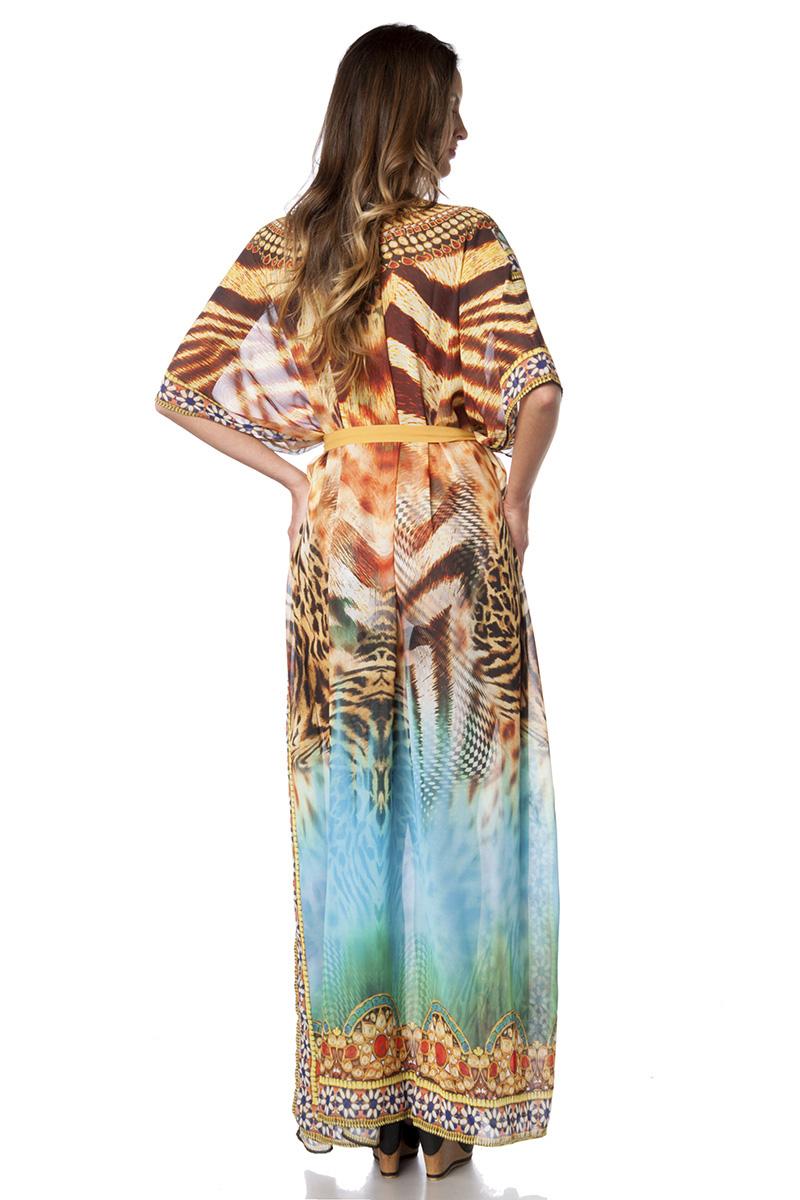 Premium-Kaftan mit Strass OS leo/tiger