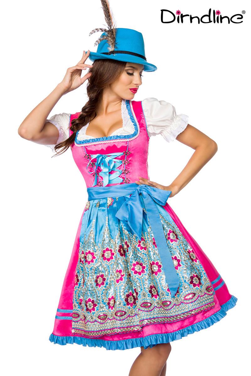 Premium Dirndl blau/pink